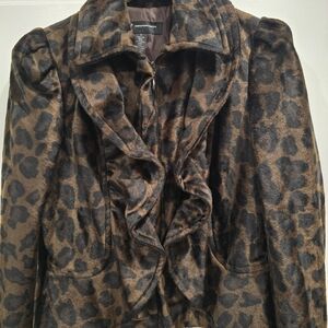 INC Animal Print Jacket Sz S Faux Fur